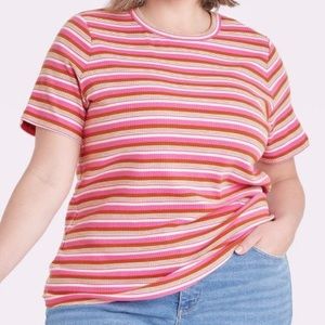 Plus Ribbed Striped Tee